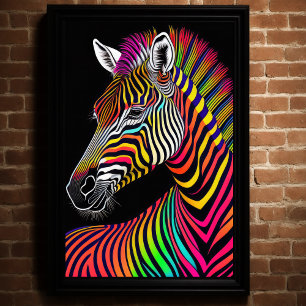 Abstrakte farbige Malerei eines Zebra 2:3 II Poster
