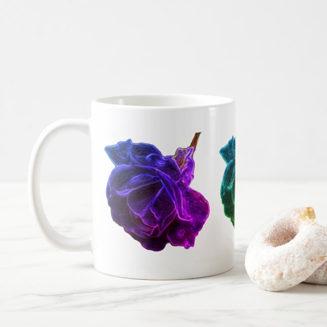 Abstrakte farbige Rose Kaffeetasse (Mit Donut)