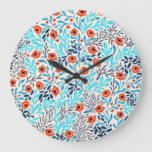 Abstrakte farbige Rose: Vintage Blumen Große Wanduhr