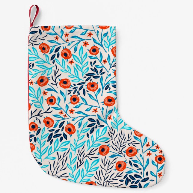 Abstrakte farbige Rose: Vintage Blumen Kleiner Weihnachtsstrumpf (Vorderseite)