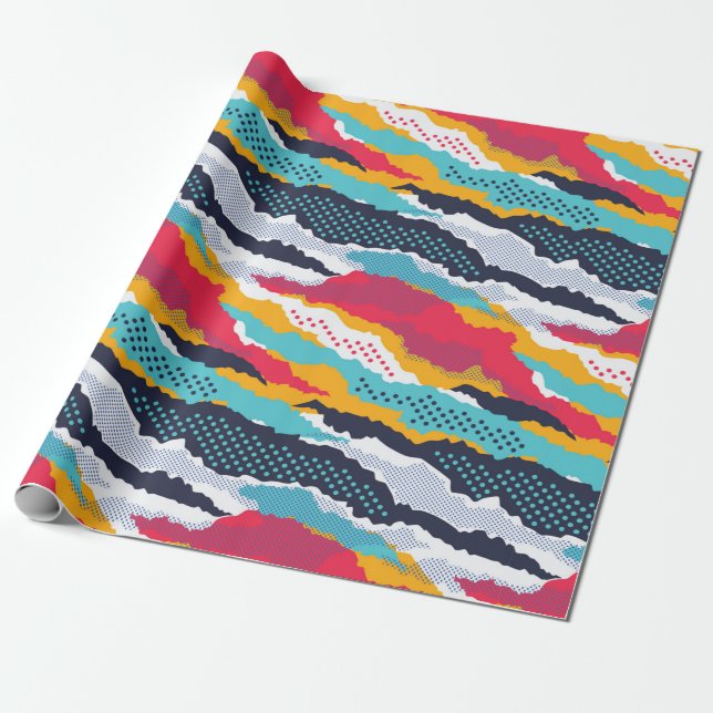 Abstrakte farbige Tarnkappentapete mit Polka  Geschenkpapier (Ungerollt)