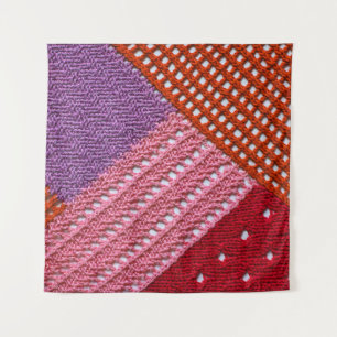 Abstrakte, farbige Textur aus Stricken von Speiche Wandteppich