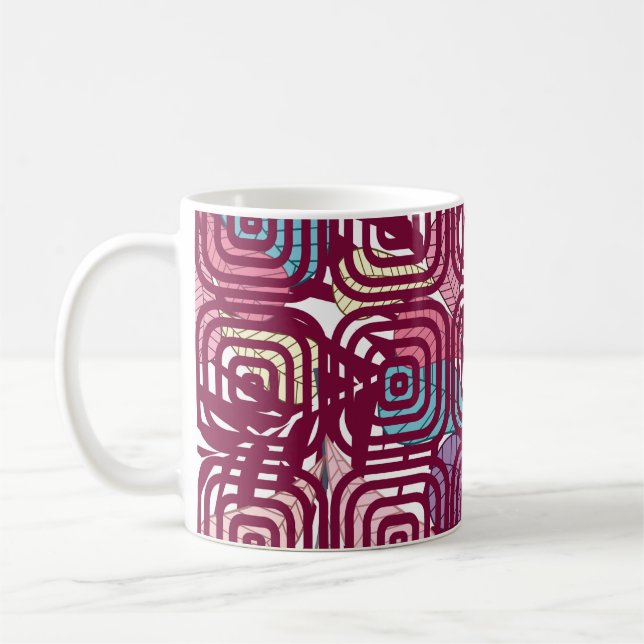 Abstrakte, farbige Vintage Illustration Kaffeetasse (Links)