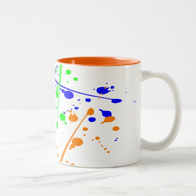 Abstrakte Farbkunst Paint splash Zweifarbige Tasse (Rechts)