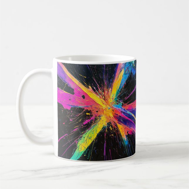 Abstrakte Farbkunst Tasse, Spritzer Malerei Design Kaffeetasse (Links)