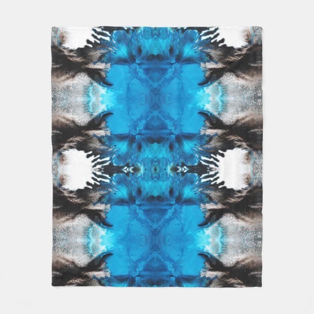 Abstrakte Farbtinte Blau Schwarz-weiß Fleecedecke (Vorderseite)