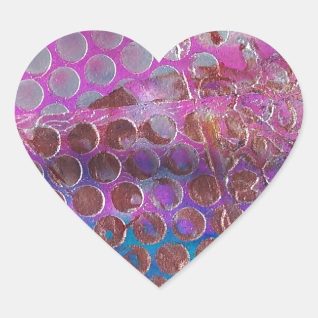 Abstrakte Farbtupfer Herz-Aufkleber (Vorderseite)