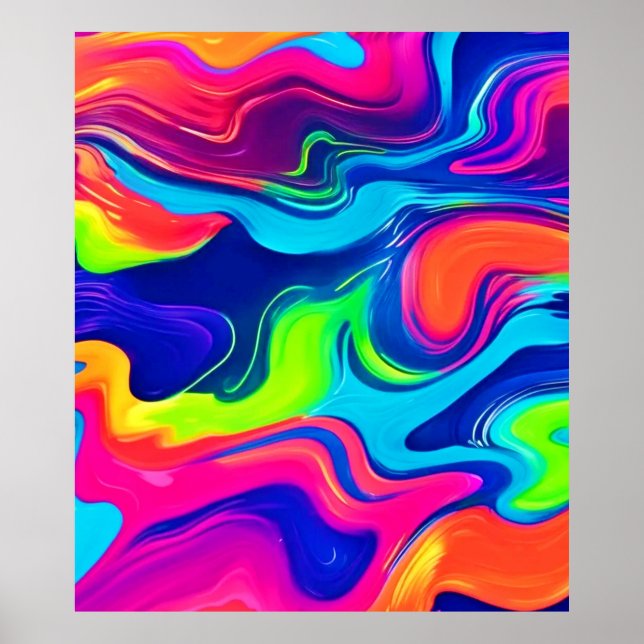 Abstrakte Farbwellen Kunst Poster (Vorne)