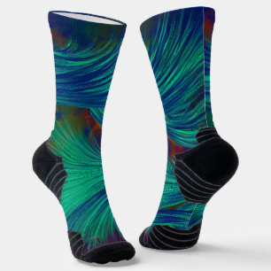 Abstrakte Federn der grünen Marine Socken
