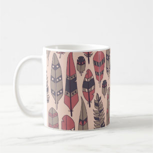 Abstrakte Federn: farbenfroher Vintage-Hintergrund Kaffeetasse