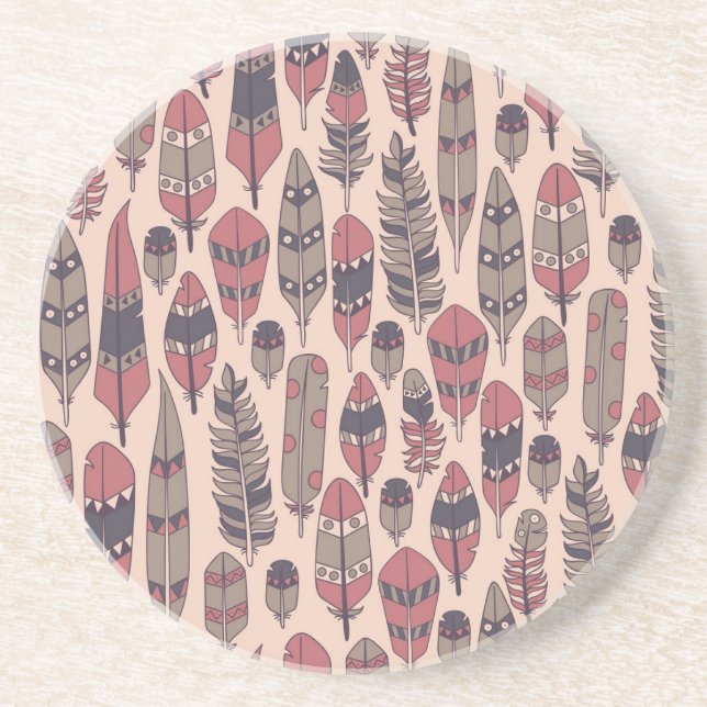 Abstrakte Federn: farbenfroher Vintager Hintergrun Getränkeuntersetzer (Vorne)