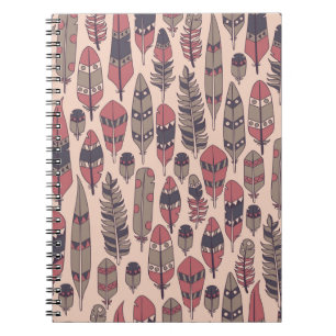 Abstrakte Federn: farbenfroher Vintager Hintergrun Notizblock