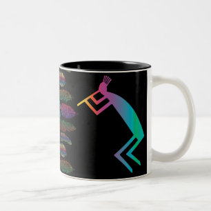 Abstrakte Federn Höhle Kokopelli Zweifarbige Tasse