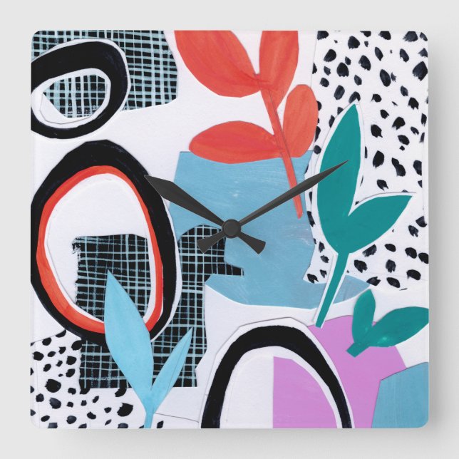 Abstrakte Feldfahrt Quadratische Wanduhr (Vorderseite)