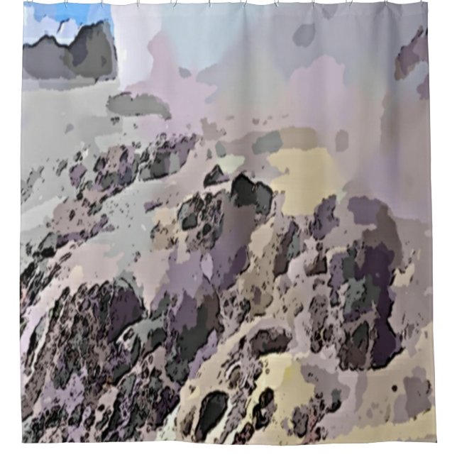 Abstrakte Felsen und Wasser Duschvorhang (Vorderseite)