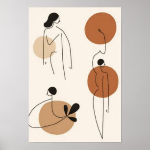 Abstrakte feminine Linienkunst-Set Minimalistisc Poster