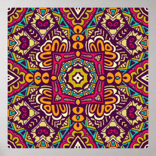 Abstrakte festliche bunt grunge ethnische Stammesk Poster