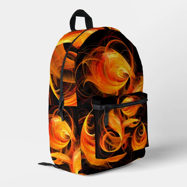 Abstrakte Feuerball-Kunst Bedruckter Rucksack (Rückseitige Ecke links)
