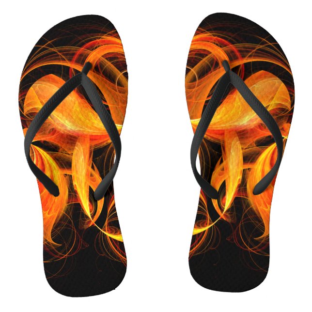 Abstrakte Feuerball-Kunst Flip Flops (Fußbett)