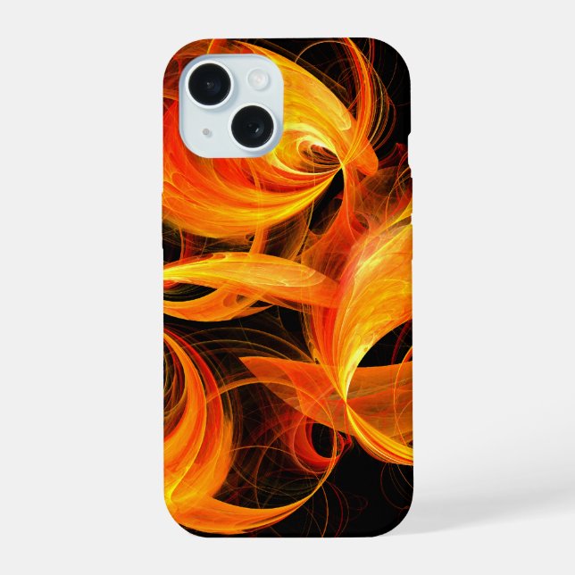 Abstrakte Feuerball-Kunst iPhone 15 Hülle (Rückseite)