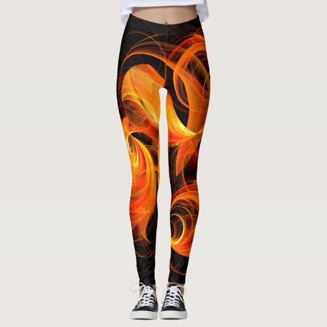 Abstrakte Feuerball-Kunst Leggings (Vorderseite)