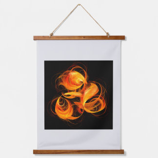 Abstrakte Feuerball-Kunst Wandteppich Mit Holzrahmen