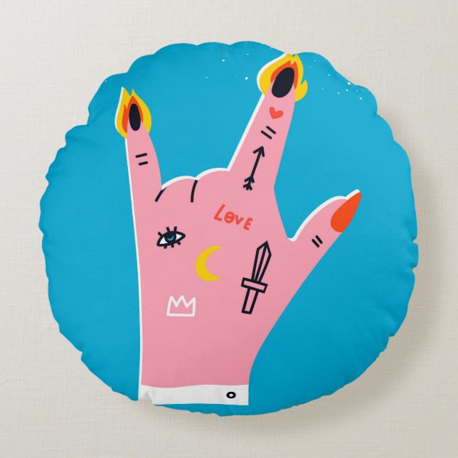Abstrakte Feuerfinger Rundes Kissen (Vorderseite)