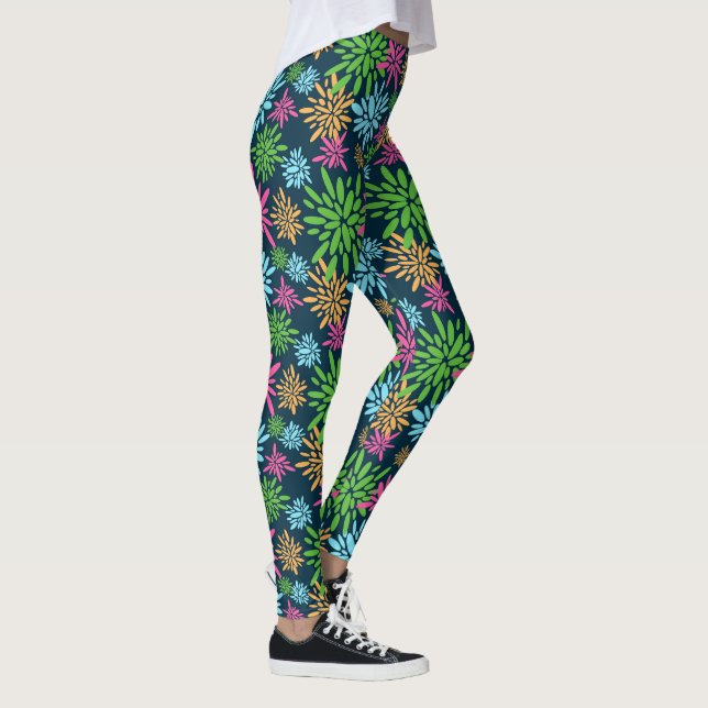 Abstrakte Feuerwerkskörper Blume Leggings (Rechts)