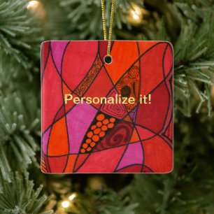 Abstrakte Fische in Rosa und Orange (m²) Keramikornament