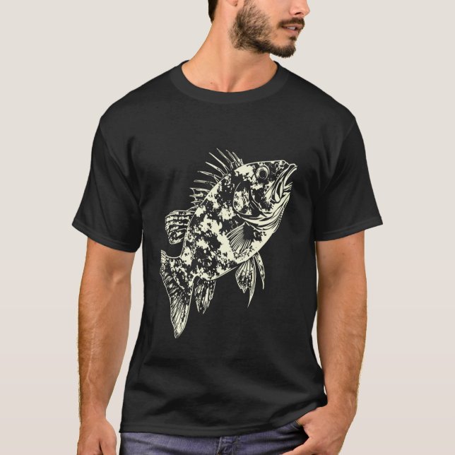 Abstrakte Fischillustration Anglerkunst T-Shirt (Vorderseite)