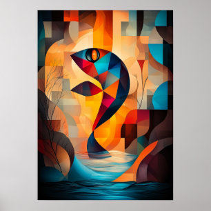 Abstrakte Fischkunst - Geometrisches Natureledesig Poster