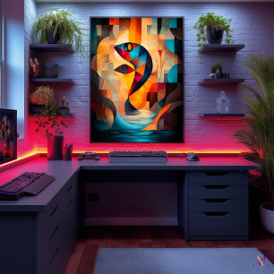 Abstrakte Fischkunst - Geometrisches Natureledesig Poster