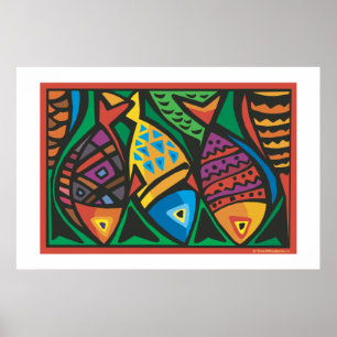 Abstrakte Fischkunstgestaltung Poster