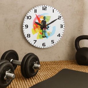 Abstrakte Fitness Kunst der Menschheit Große Wanduhr