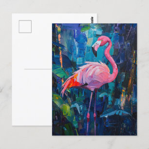 Abstrakte Flamingo-Malerei Postkarte