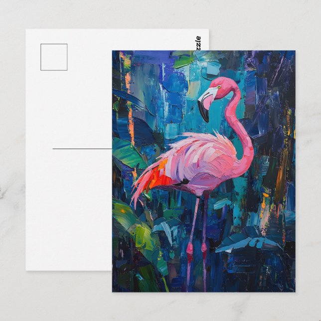 Abstrakte Flamingo-Malerei Postkarte (Vorne/Hinten)