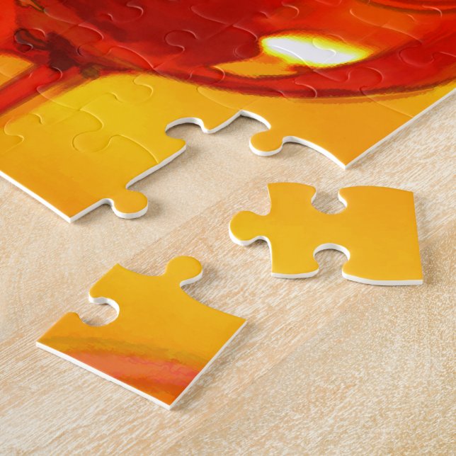 Abstrakte Flasche Wein u. Gläser Puzzle (Seite)