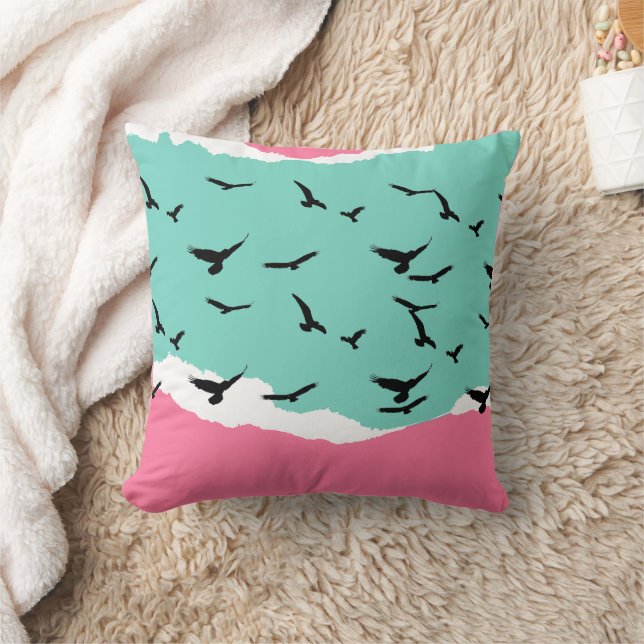 Abstrakte fliegende Vögel Dekokissen (Decke)