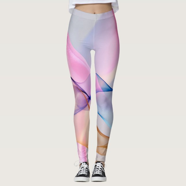 Abstrakte Fließmenge an Pastell Leggings (Vorderseite)
