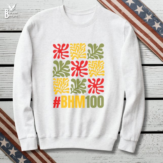 Abstrakte Floral Centenary Black History Month Sweatshirt (BHM100 Black History Month Centennial Sweatshirt celebrating 100 Years with abstract floral design)
