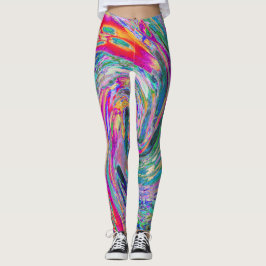 Abstrakte floral Psychedelische Regenbogenwellen Leggings