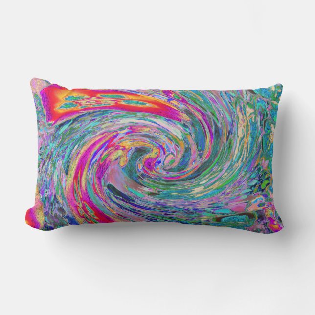 Abstrakte floral Psychedelische Regenbogenwellen Lendenkissen (Vorderseite)