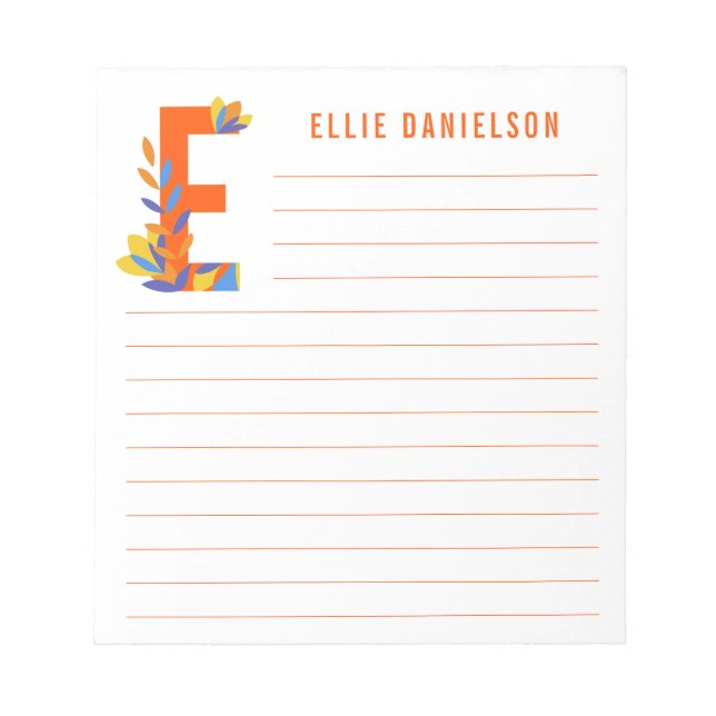 Abstrakte florale Alphabet Linde Notizblock (Vorderseite)