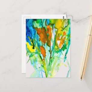 Abstrakte florale Aquarellkunst Postkarte