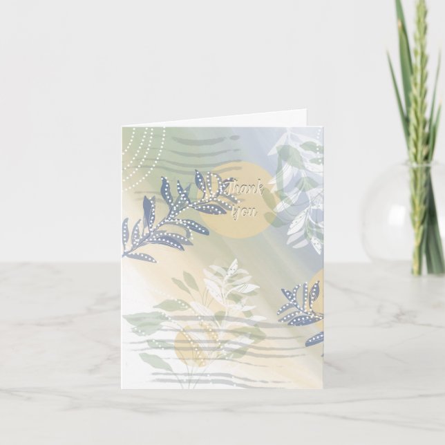 Abstrakte florale botanische Vögel Dankeschön Kart Dankeskarte (Vorderseite)