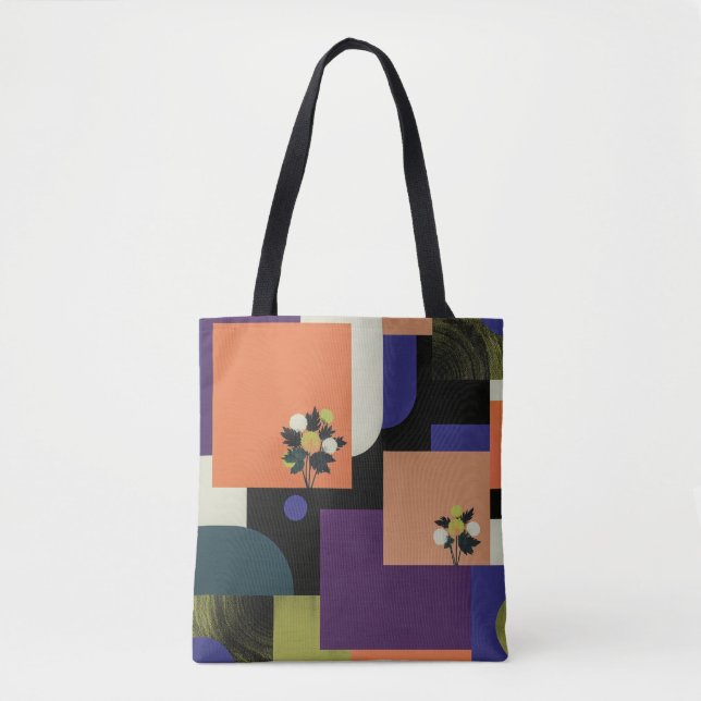 Abstrakte Florale Geometrie Kunst-Tasche (Vorderseite)