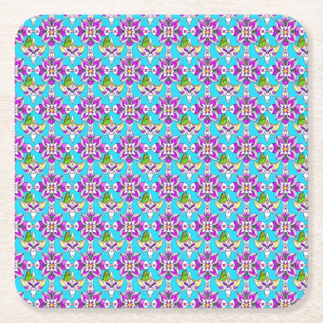 Abstrakte florale Jugendstil-Untersetzer Rechteckiger Pappuntersetzer (Vorderseite)