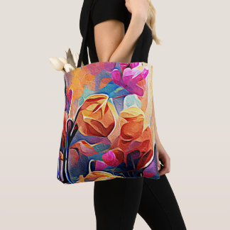 Abstrakte florale Kunst Orange Red Blue Blumen