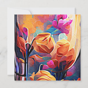 Abstrakte florale Kunst Orange Red Blue Blumen