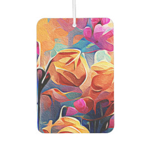Abstrakte florale Kunst Orange Red Blue Blumen Autolufterfrischer